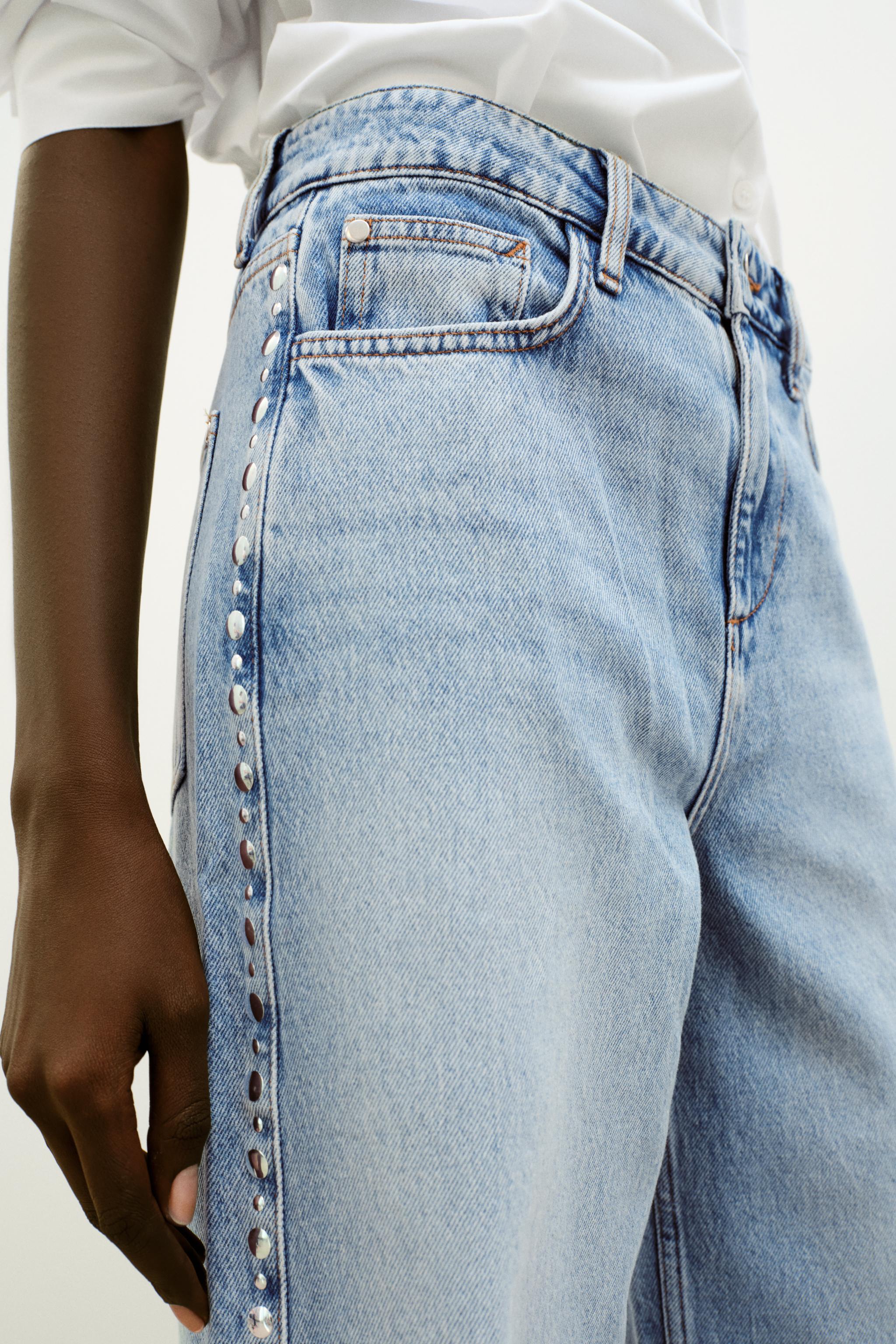 Z1975 HIGH WAIST WIDE LEG STUDDED JEANS